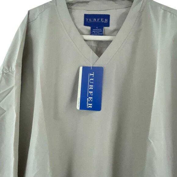 Turfer Sport Mens XL V-Neck Windbreaker Pullover Jacket Light Gray Sporty Casual - Picture 8 of 9